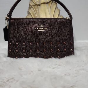 Coach Lacquer Rivets Double Zip Wallet Wristlet